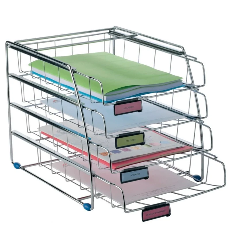 Set de 4 Corbeilles à Courrier Coulissantes Chromées